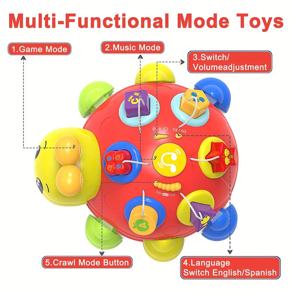 Musical Ladybug Crawling Toy with Lights, ABC, Numbers and Shapes Activities, Red Interactive Baby Floor Play Toy, Batteries Not Included