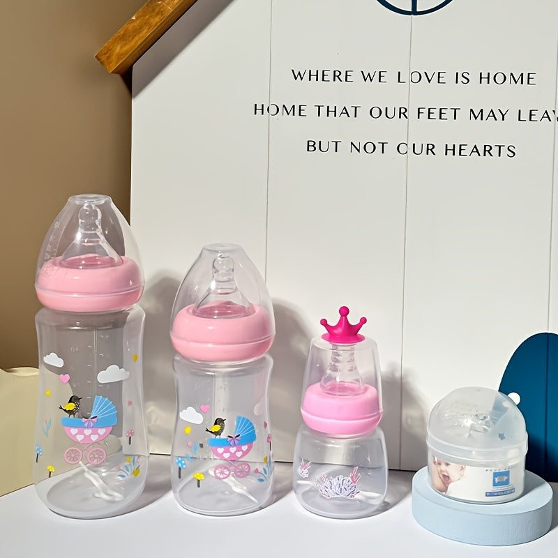 Wide Neck Baby Bottle Gift Set with Covered Feeding Bottles, Pink Green or Blue Options for Everyday Feeding and Baby Shower Gifting