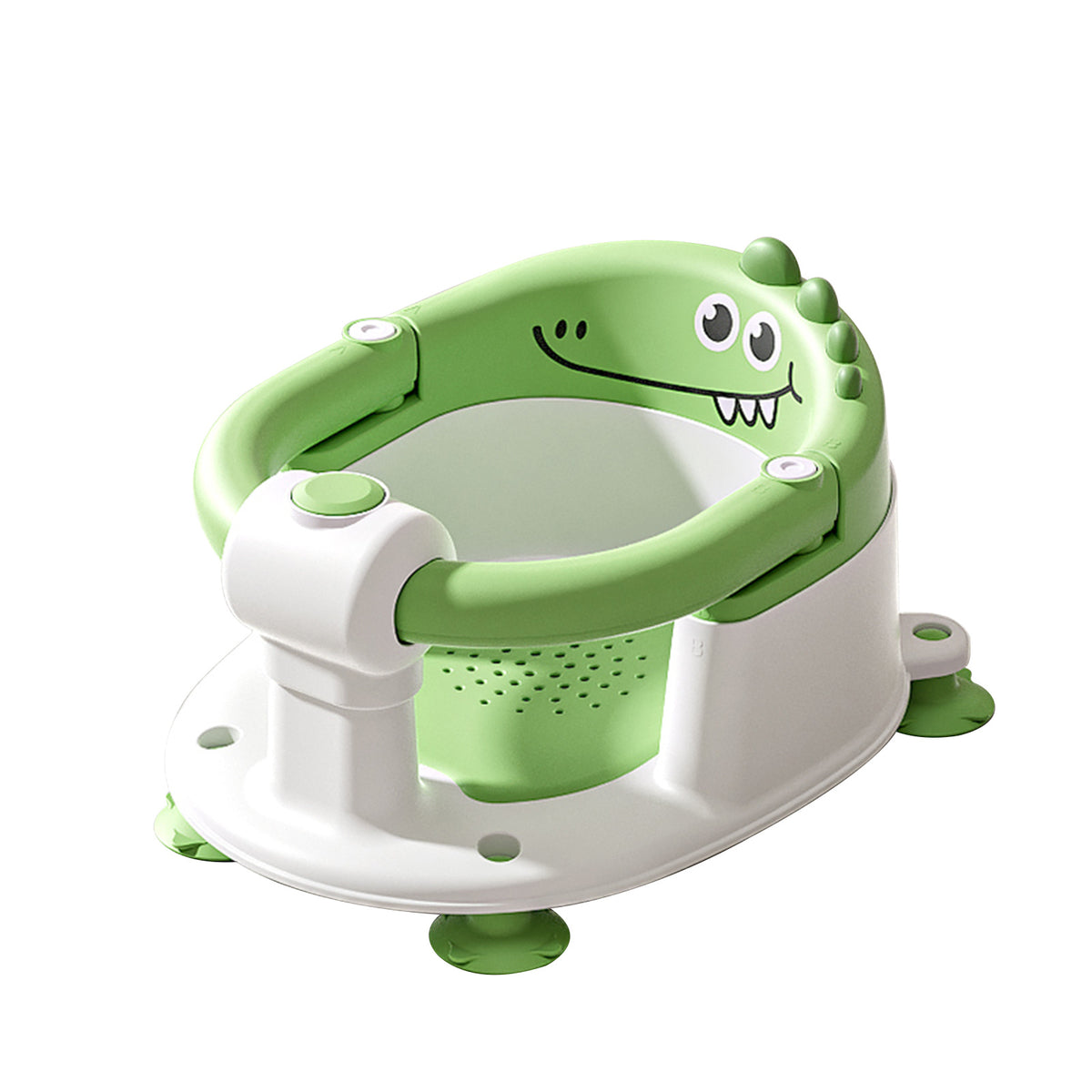 Dinosaur Infant Bath Chair with Soft Cushion and Suction Cups, Non-Slip Baby Bath Seat for Independently Sitting Babies 6 Months and Up with Adult Supervision
