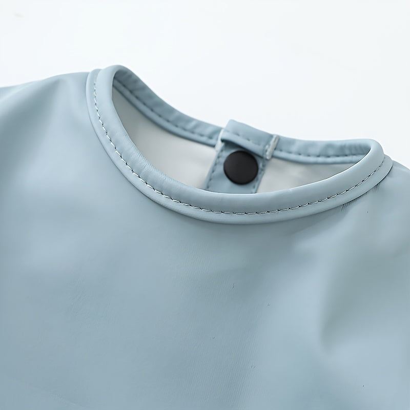 Sleeved Baby Bib with Food Pocket, Wipeable Long Sleeve Feeding Smock with Snap Closure for Babies and Toddlers 6-36 Months at Mealtimes
