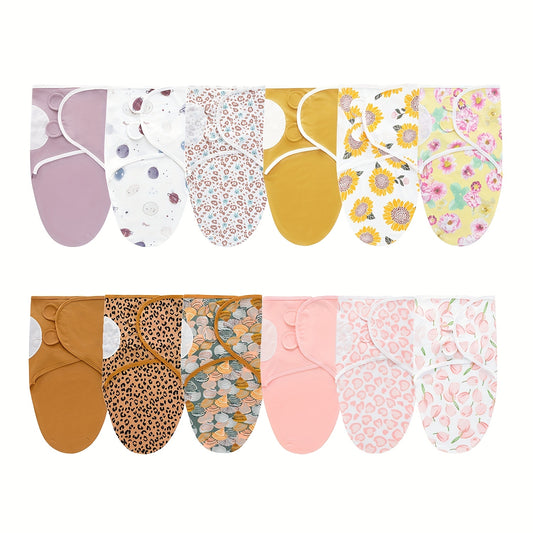 Newborn Baby Blankets 3-Pack for Infants 0-3 Months, Womb-Inspired Swaddle Wrap Set with Purple, Yellow, Pink and Animal Print Style Options