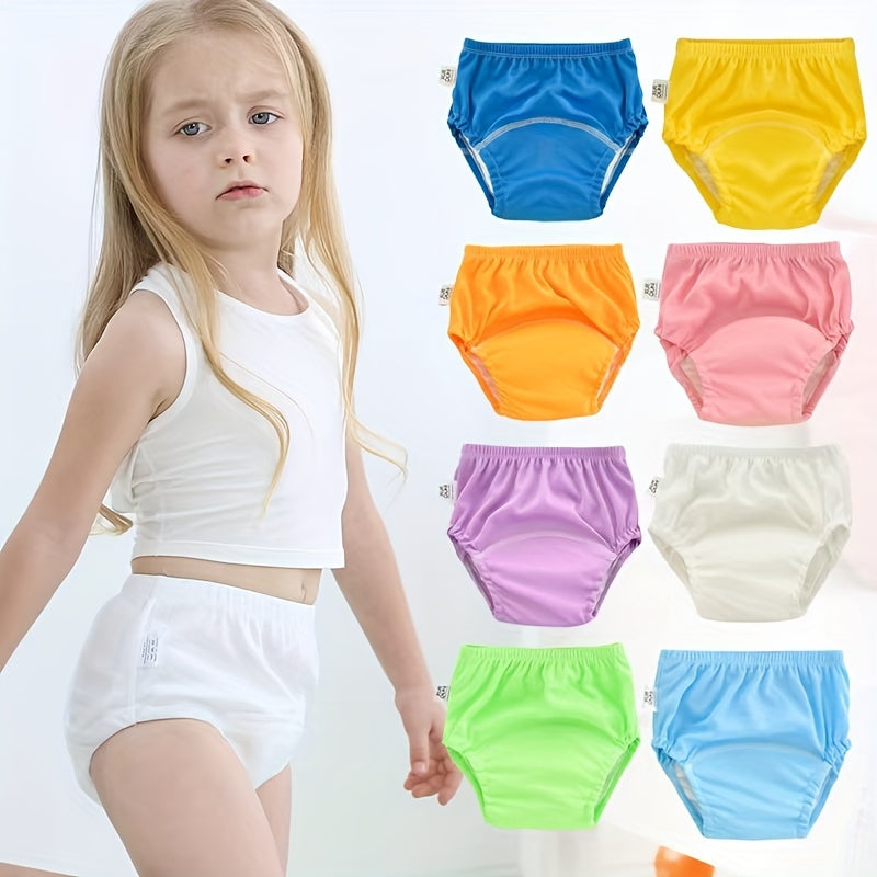 Solid Color Reusable Potty Training Underwear 6-Pack, Washable Breathable Toddler Learning Pants in Blue or Pink Mixes, Sizes 100 and 110
