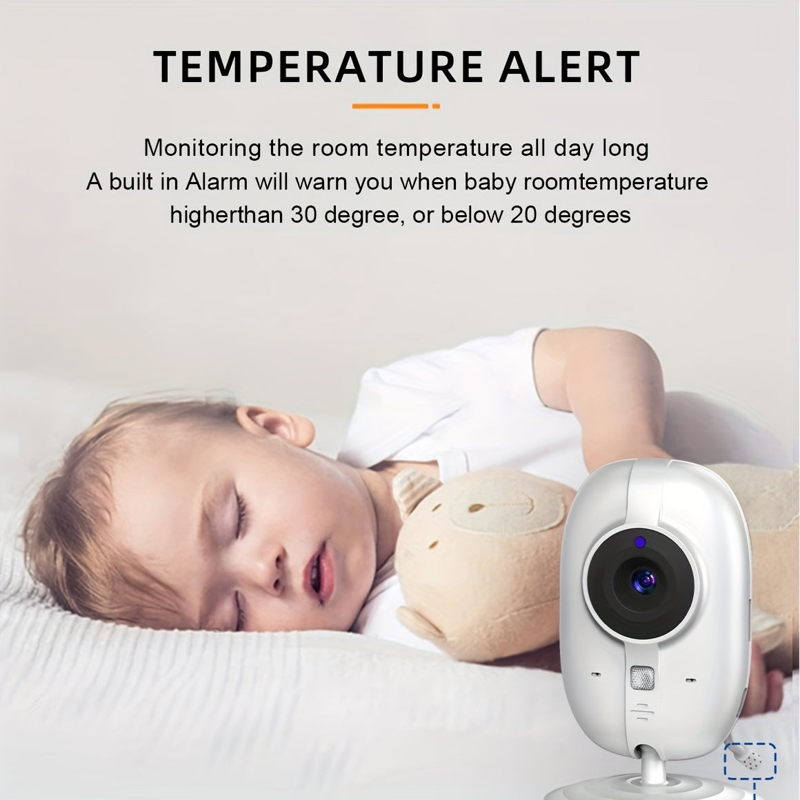 Video Baby Monitor with Camera and Night Vision, No-WiFi ABM 600 Nursery Monitor with Two-Way Talk, VOX Mode, Temperature Sensor and 8 Lullabies