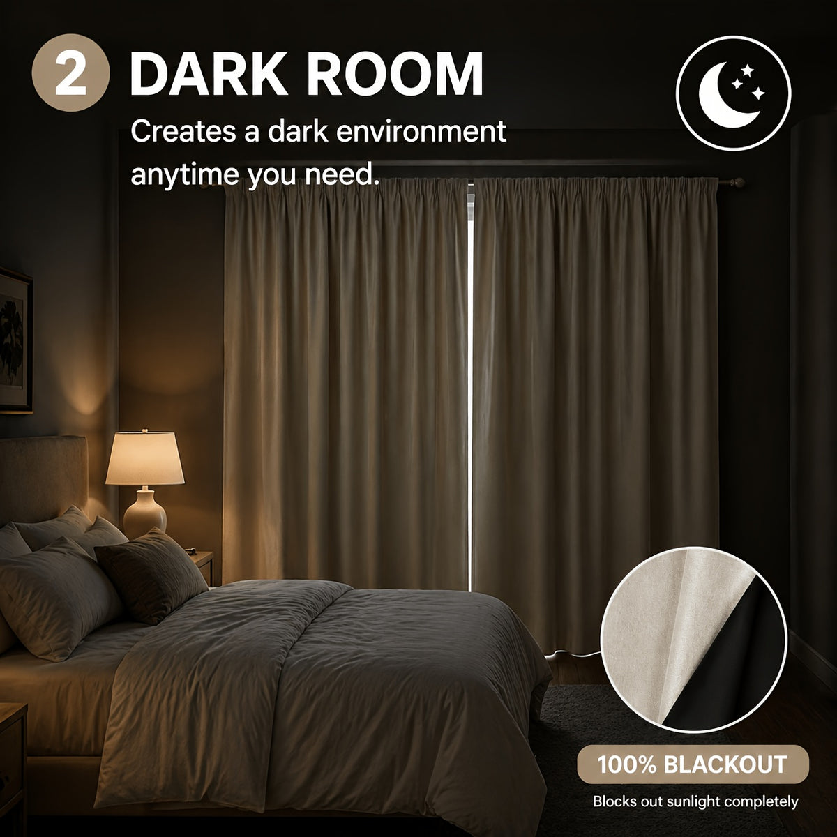 Blue Nursery Blackout Curtains 4-Panel Set, 52 x 63 Inch Coated-Lining Window Drapes with Four Hanging Methods for Bedroom Privacy