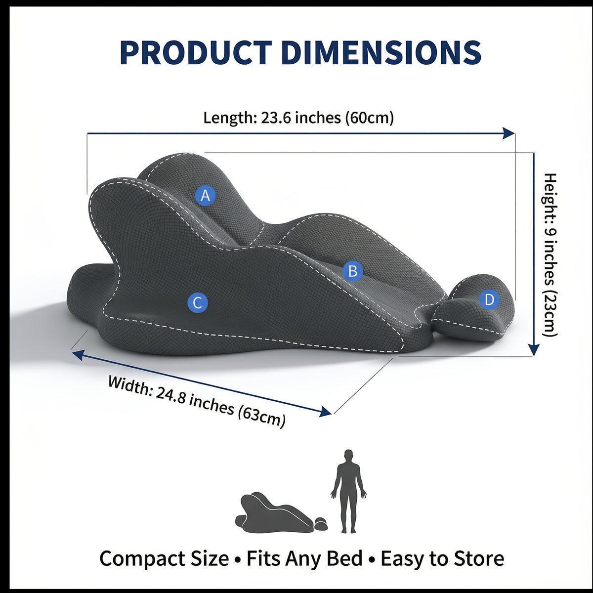 Memory Foam Maternity Body Pillow for Full-Body Lounging, Compressible Pregnancy Support Cushion for Bed or Sofa, Portable Gift for Expecting Moms