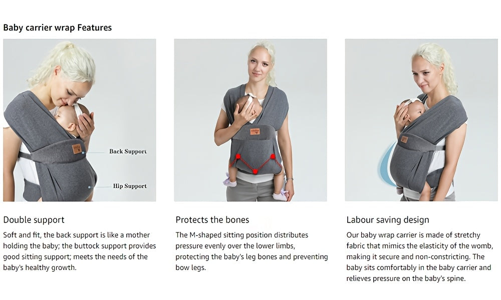 Soft Baby Wrap Carrier Sling for Newborns and Toddlers, Skin-Friendly Front Carry Wrap by Vrbabies for Everyday Babywearing and Parent Gifts