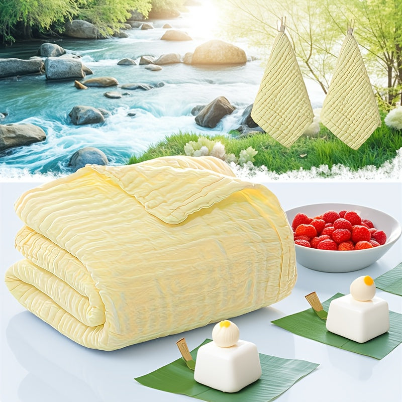 Baby Blanket and Washcloth Set, 3-Piece Soft Breathable Infant Blanket with 2 Absorbent Small Square Cloths for Bath Time and Everyday Baby Care, Five Color Options