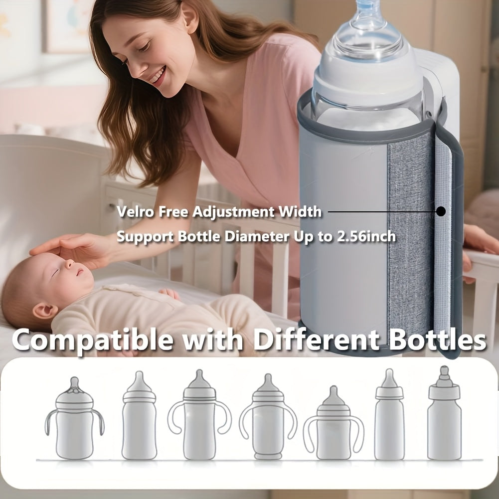 Cordless Bottle Warmer Sleeve for Breastmilk, USB Rechargeable 2000mAh Portable Milk Heater and Insulating Wrap in White for Home and Outings