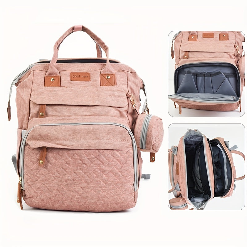 Pink Plaid Diaper Backpack, Casual Daypack Diaper Bag for Newborn Essentials ā Secure Zipper Closure, Lightweight Design for Daily Outings & Travel, Practical Gift for New Parents