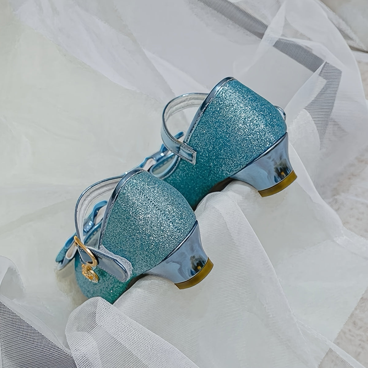 Girls Low Heel Mary Jane Shoes with Bow and Flower Details, Round-Toe Cushioned Dress Shoes in Blue or Purple for Toddler to Big Kid Parties and Weddings