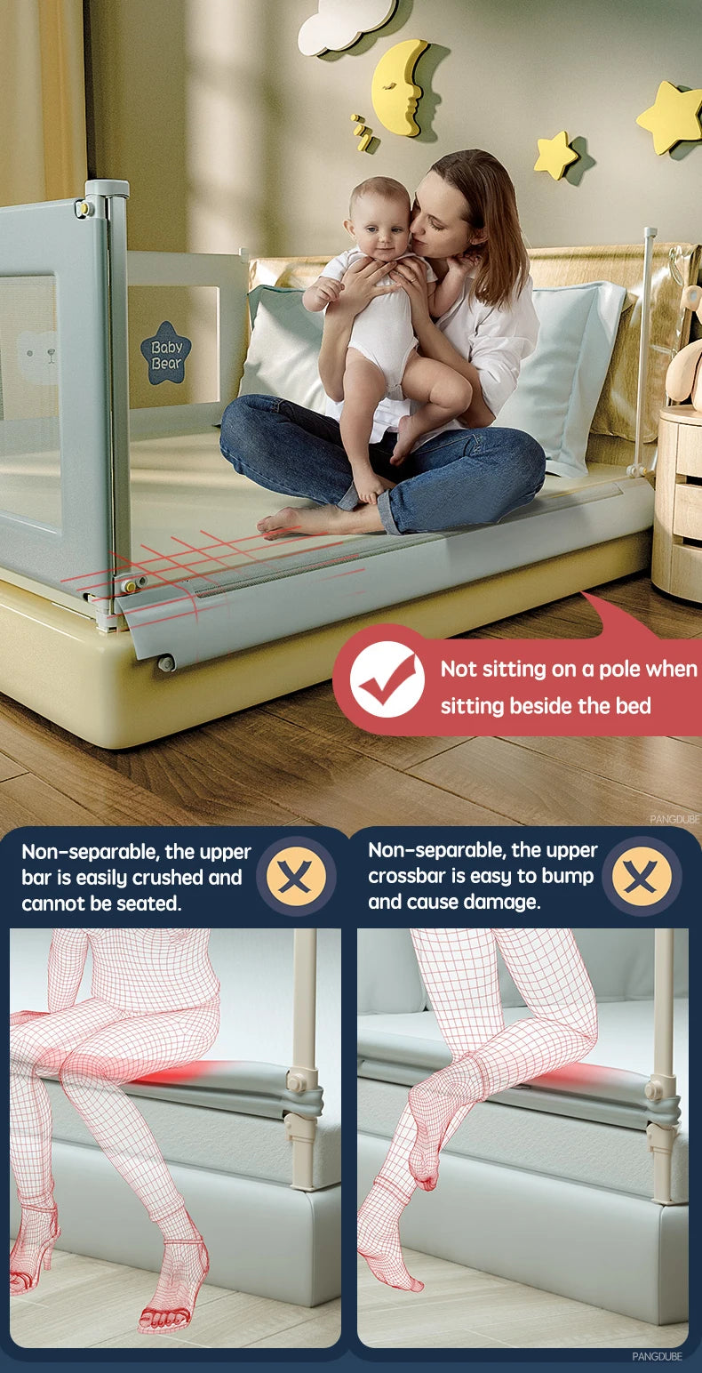 Height Adjustable Bed Rail by PANGDUBE, Single Mesh Guard Panel with Lift Mechanism, Removable Washable Fabric and Eight Length Options