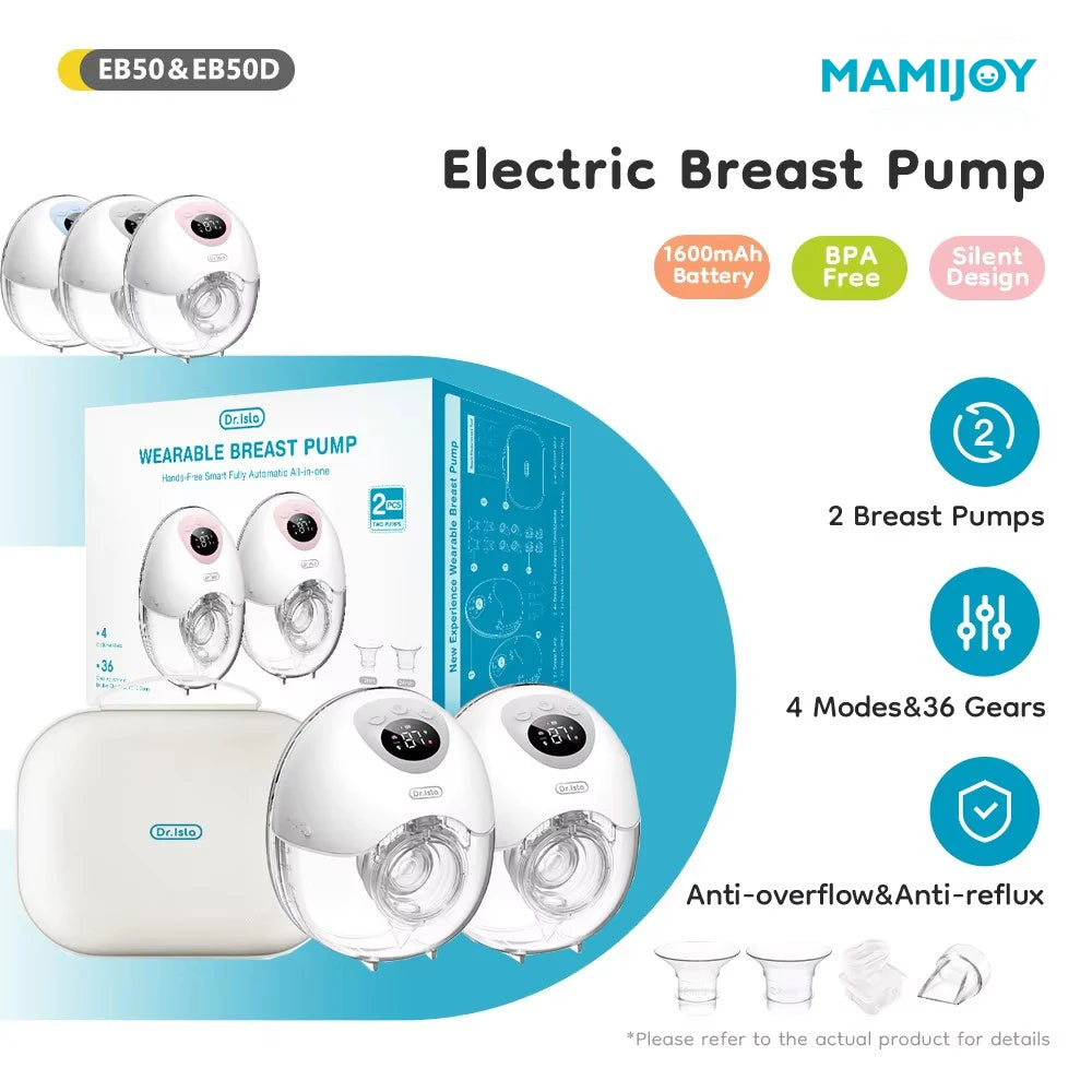 In-Bra Wearable Breast Pump by MAMIJOY EB50/EB50D, 4 Modes and 36 Levels, Rechargeable Hands-Free Design with Single or Double Options