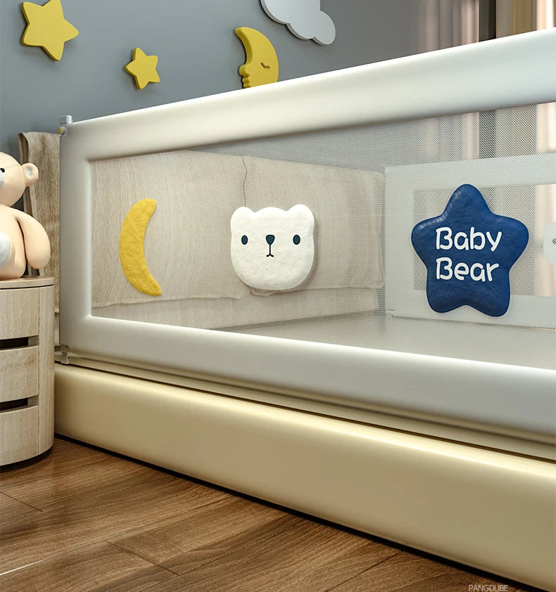 Height Adjustable Bed Rail by PANGDUBE, Single Mesh Guard Panel with Lift Mechanism, Removable Washable Fabric and Eight Length Options