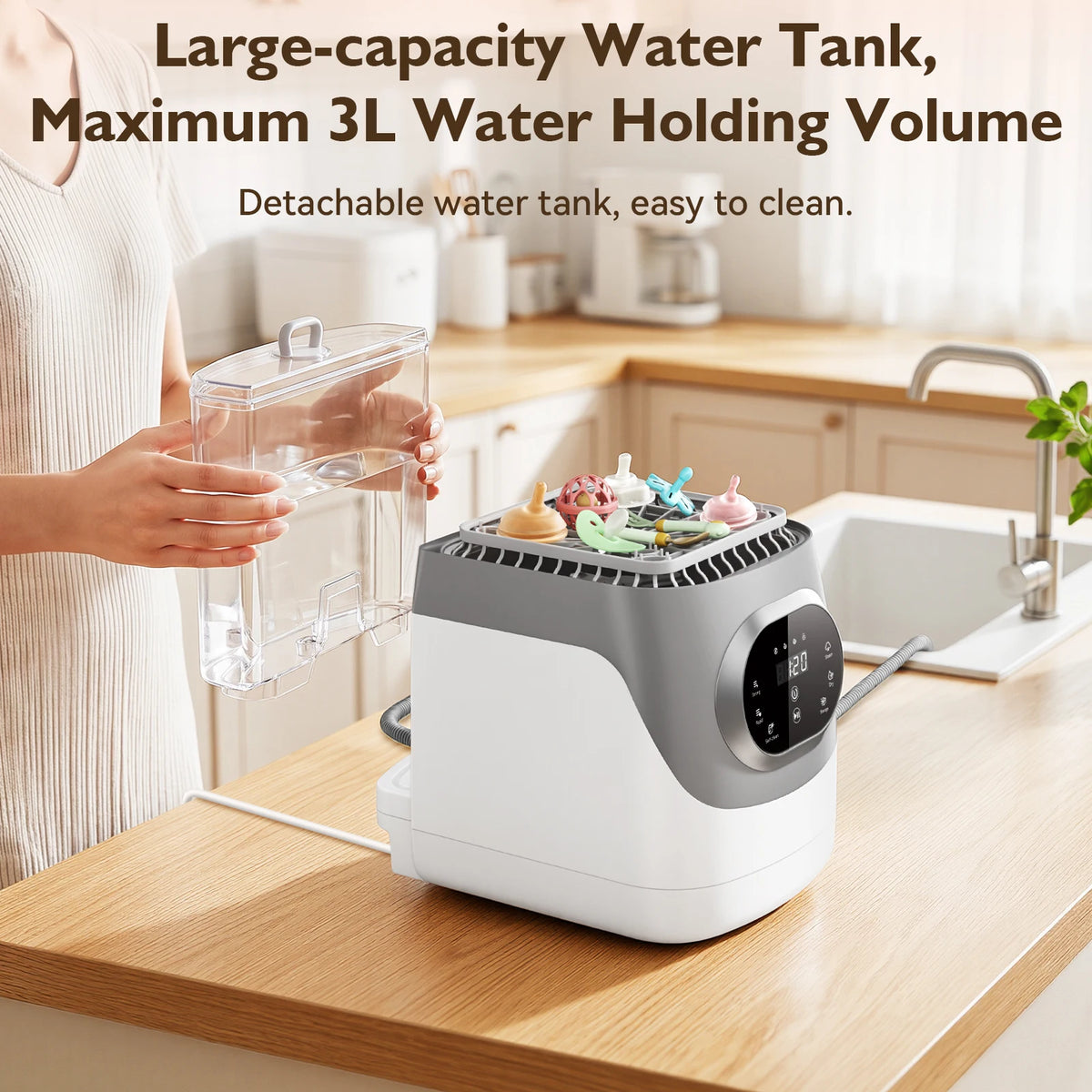 Baby Bottle Washer 4-in-1 with Steam Cleaning, Hot Air Drying and Storage Modes, LED Touch Panel for Compatible Bottles and Breast Pump Parts