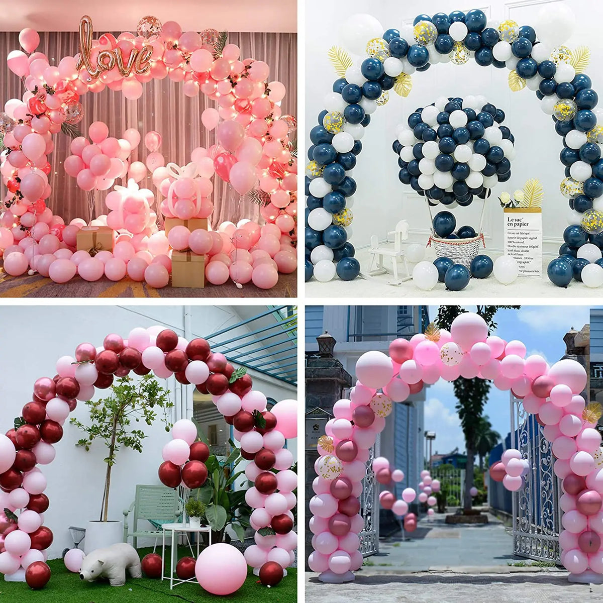 Balloon Arch Stand Kit with Adjustable Connecting Rods, Reusable DIY Party Backdrop Frame for Baby Showers, Birthdays and Wedding Decorations
