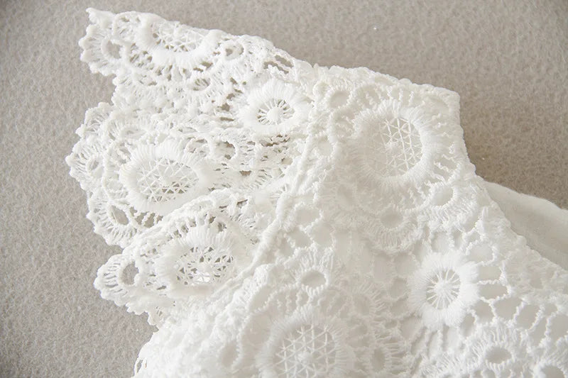 Baby Baptism Gown for Girls with Long Sleeves, Lace Details and Cotton Lining, Dress and Cap Set for Christening and First Birthday Photos