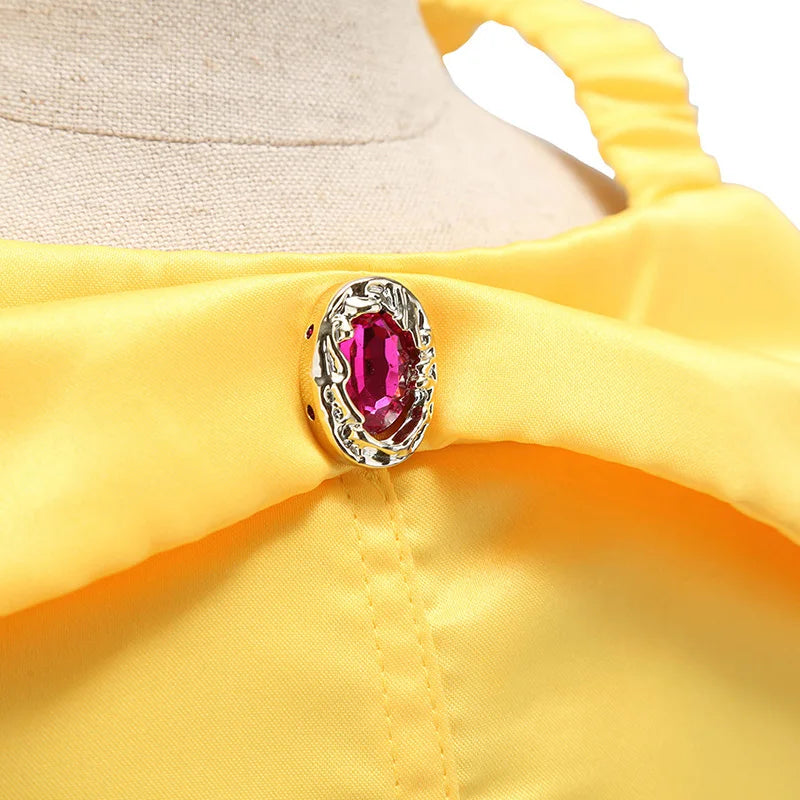 Yellow Princess Dress for Girls, Belle-Inspired Costume Gown in Dress A, B or C Styles and Sizes 3T–10T for Birthday Parties and Halloween