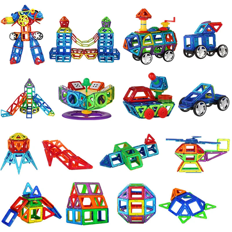 Magnetic Building Blocks for Kids, Large Colorful Geometric Construction Set with 84, 119 or 168 Pieces for Creative STEM Play