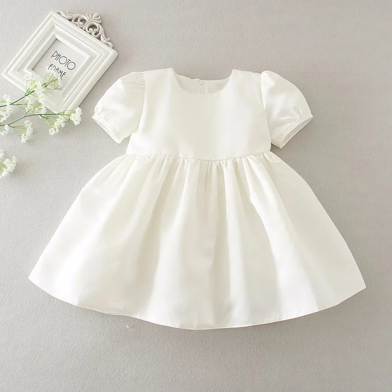 Baby Baptism Gown for Girls with Long Sleeves, Lace Details and Cotton Lining, Dress and Cap Set for Christening and First Birthday Photos