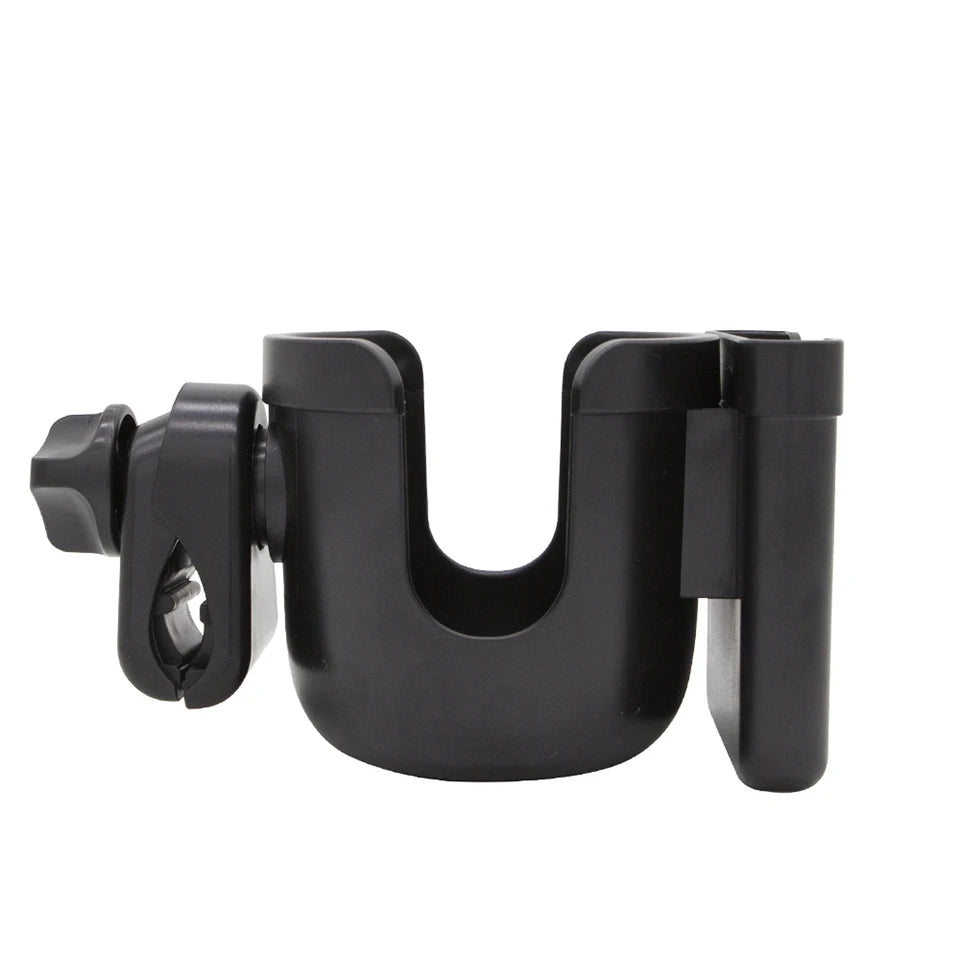 Stroller Bottle and Cup Holder with Clamp Mount and Optional Phone Slot, Single-Cup or Combination Storage Accessory for Walks and Family Outings