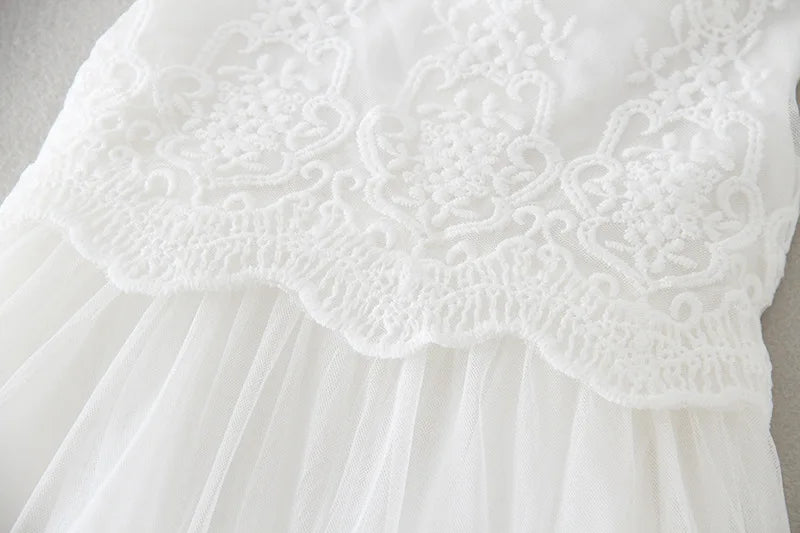 Baby Baptism Gown for Girls with Long Sleeves, Lace Details and Cotton Lining, Dress and Cap Set for Christening and First Birthday Photos