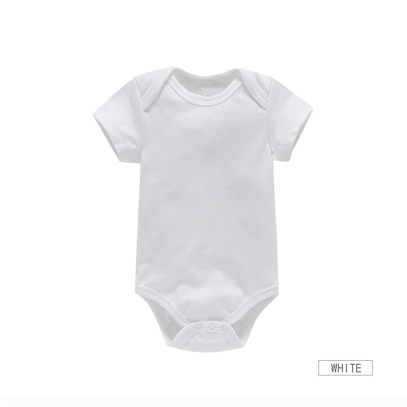 Short Sleeve Baby Bodysuits 3-Pack in 100% Cotton, Solid Color Infant One-Piece Outfits with Envelope Shoulders and Snap Bottoms for Daily Wear