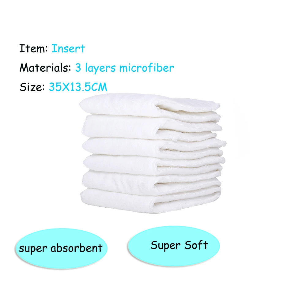 Reusable Cloth Diapers, Happyflute 4-Pack One-Size Pocket Baby Nappies with Adjustable Snap Closures, Washable Covers, Inserts Sold Separately