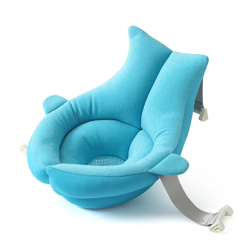 Shark Baby Bath Cushion with Padded Sides, Mesh Center and Attachment Straps, Foldable Blue or Pink Bath Pad for Adult-Supervised Infant Bathing