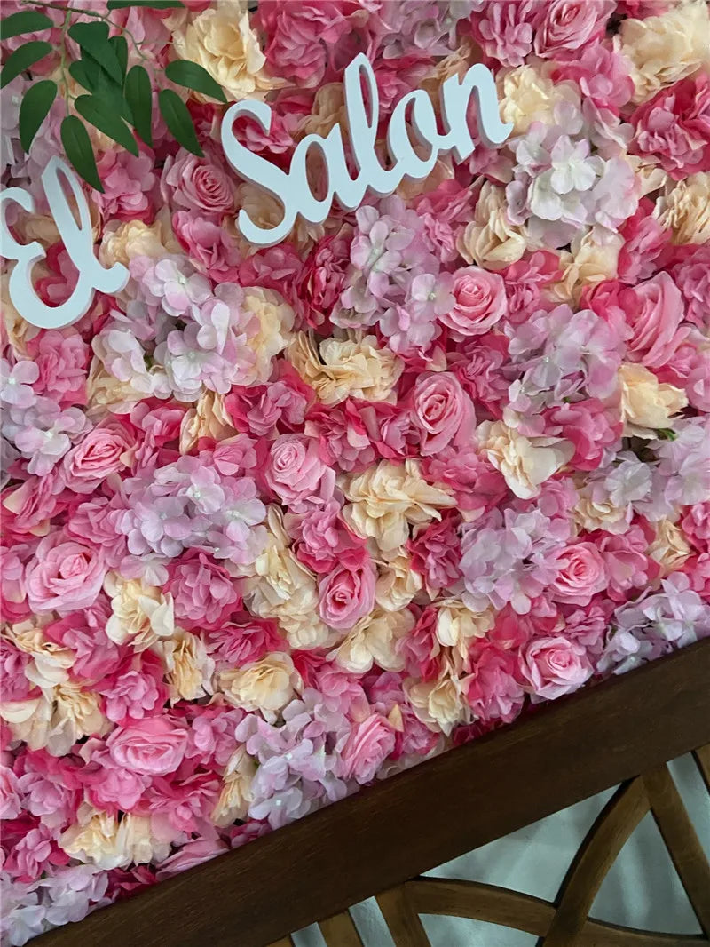 Artificial Flower Wall Panels with Fabric Roses, 40 x 60 cm Reusable Floral Backdrop for Baby Showers, Weddings, Birthdays & Home Decor