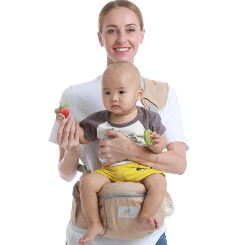 Baby Hip Seat Sling with Padded Shoulder Strap, Contrast Trim and Zipper Storage Pockets, Waist Seat Carrying Accessory in Multiple Colors