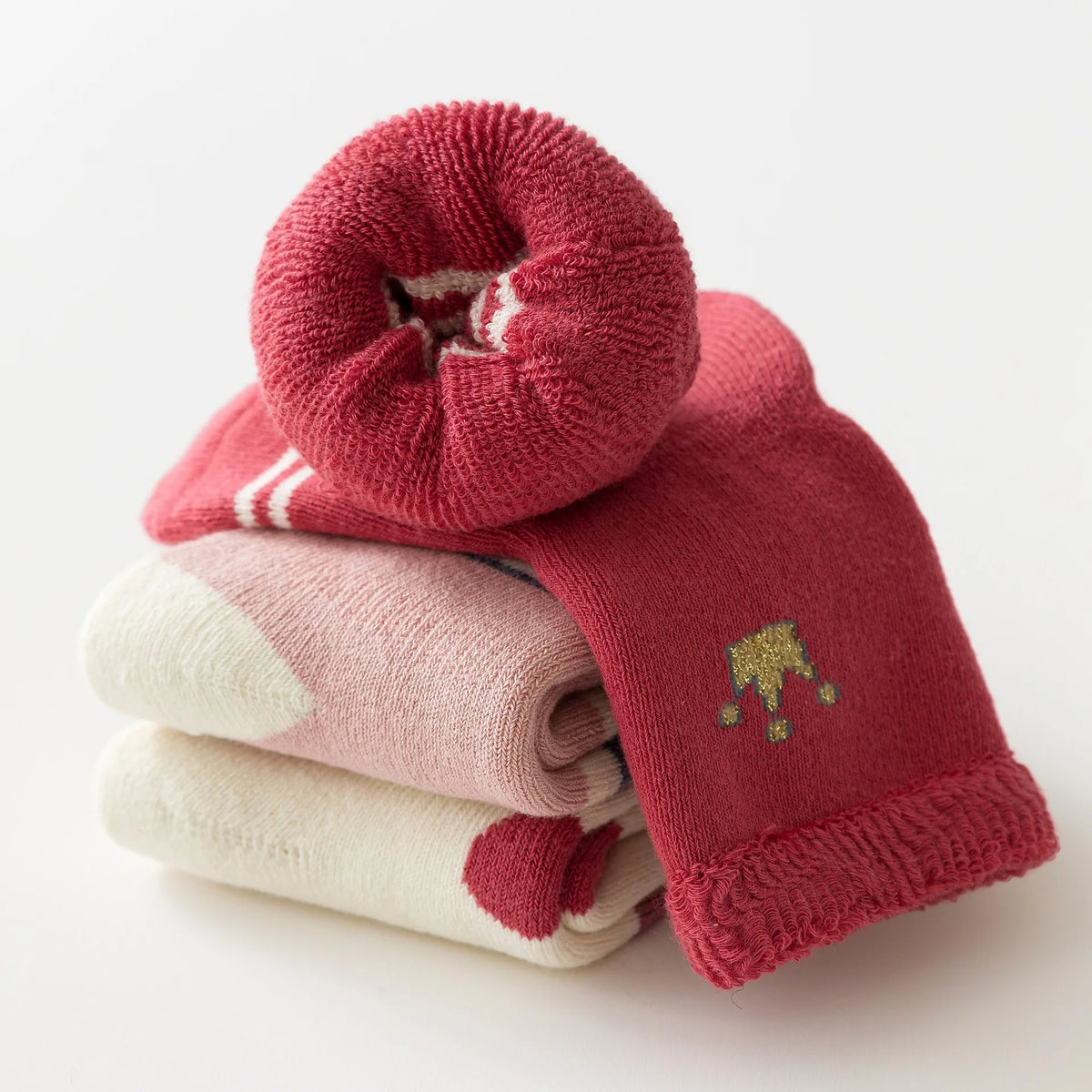 Baby Terry Cotton Socks 3-Pair Set, Thick Non-Slip Socks for Newborns, Infants and Toddlers Ages 0-5 Years for Cozy Fall and Winter Wear