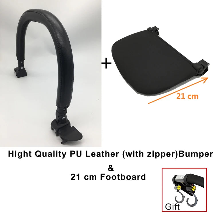 Stroller Armrest and Footrest Set by MomTan, 21 x 32 cm Footboard with PU Leather or EVA Bumper Bar for Compatible YOYO, YOYO2 and YOYO3 Frames