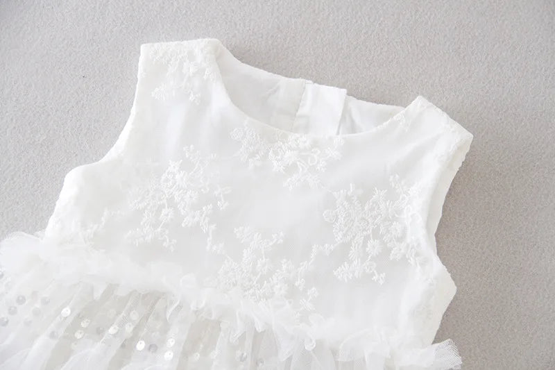 Baby Baptism Gown for Girls with Long Sleeves, Lace Details and Cotton Lining, Dress and Cap Set for Christening and First Birthday Photos