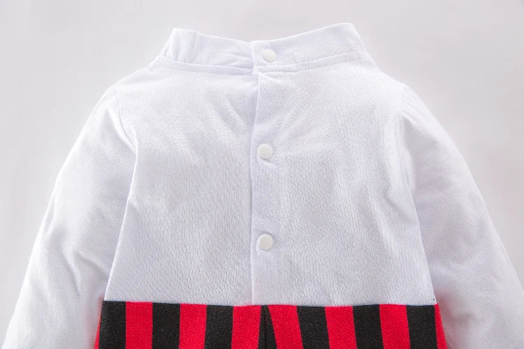Infant Pirate Romper Costume Set with Vest, Head Scarf and Belt, Cotton Blend Red Stripe Outfit for Baby and Toddler Halloween Parties