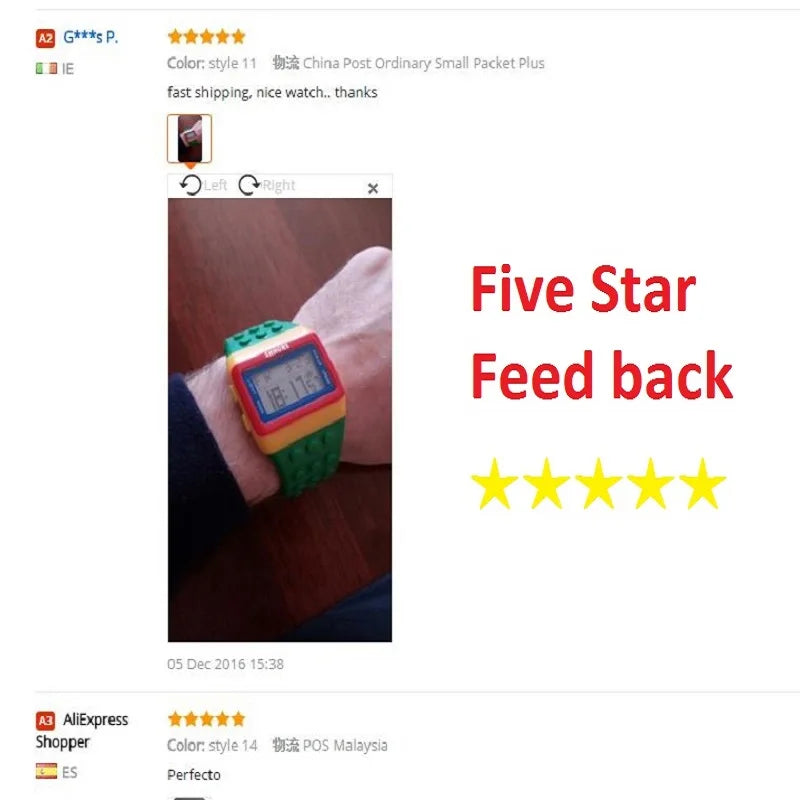 Colorful Link Digital Watch, Kids Block-Inspired Wristwatch with LED Backlight, Adjustable Plastic Band, Alarm, Calendar and Stopwatch for Daily Wear