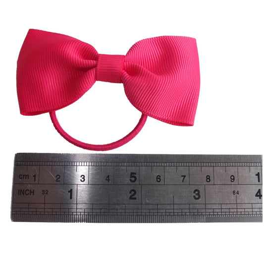 Grosgrain Bow Hair Ties for Girls, 40-Piece Set of 3-Inch Ribbon Bows with 1.5-Inch Elastic Loops for Ponytails and Everyday Outfit Styling