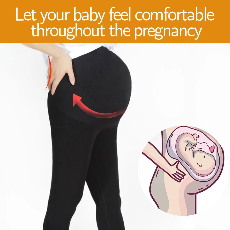 Stretch Maternity Leggings with High Waist Belly Panel, 90% Nylon and 10% Spandex Pregnancy Pants with Shorts and Thickened Style Options