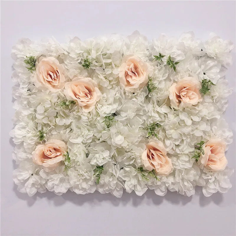 Artificial Flower Wall Panels with Fabric Roses, 40 x 60 cm Reusable Floral Backdrop for Baby Showers, Weddings, Birthdays & Home Decor