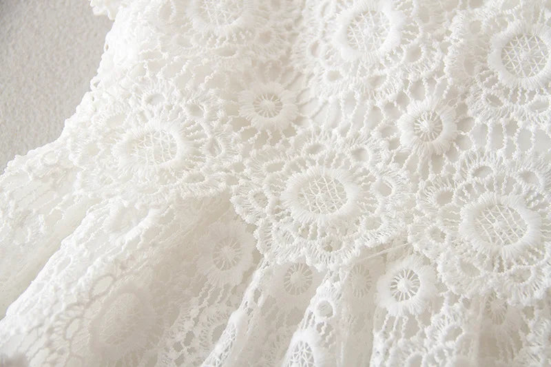 Baby Baptism Gown for Girls with Long Sleeves, Lace Details and Cotton Lining, Dress and Cap Set for Christening and First Birthday Photos