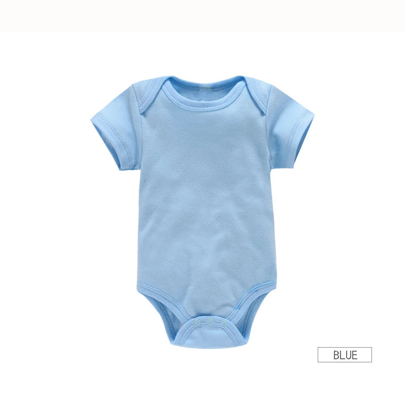 Short Sleeve Baby Bodysuits 3-Pack in 100% Cotton, Solid Color Infant One-Piece Outfits with Envelope Shoulders and Snap Bottoms for Daily Wear
