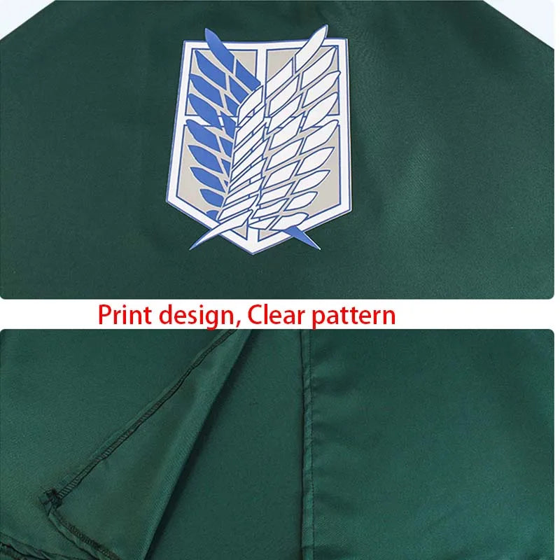 Attack on Titan Cosplay Costume Set with Jacket, Green Cloak, Skirt and Straps, Levi, Mikasa, Eren and Hange Options for Halloween