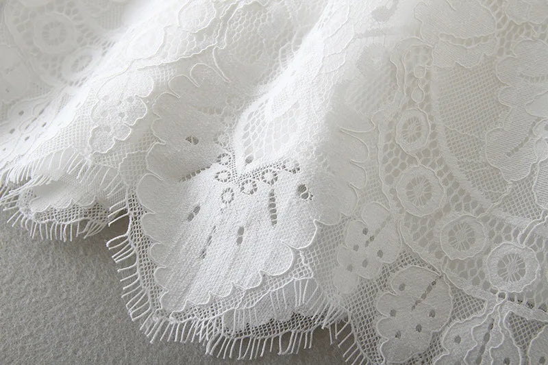 Baby Baptism Gown for Girls with Long Sleeves, Lace Details and Cotton Lining, Dress and Cap Set for Christening and First Birthday Photos