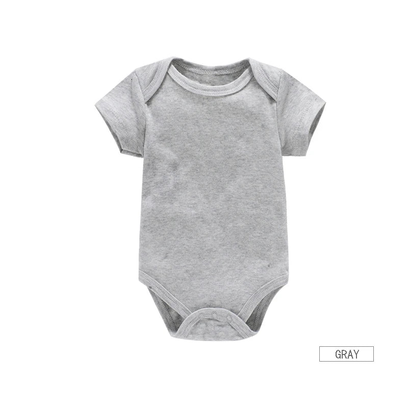 Short Sleeve Baby Bodysuits 3-Pack in 100% Cotton, Solid Color Infant One-Piece Outfits with Envelope Shoulders and Snap Bottoms for Daily Wear