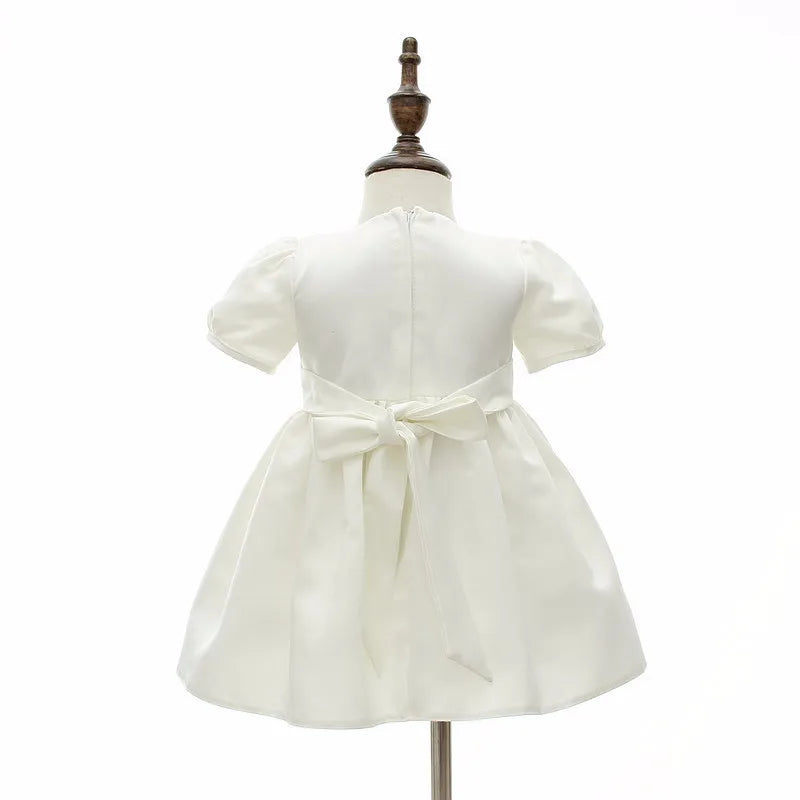 Baby Baptism Gown for Girls with Long Sleeves, Lace Details and Cotton Lining, Dress and Cap Set for Christening and First Birthday Photos