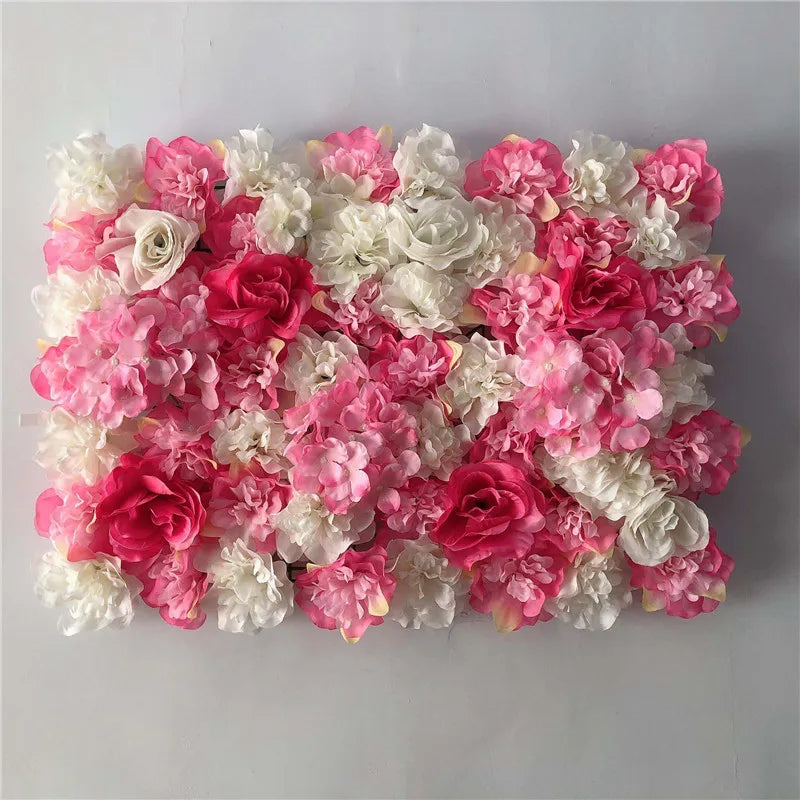 Artificial Flower Wall Panels with Fabric Roses, 40 x 60 cm Reusable Floral Backdrop for Baby Showers, Weddings, Birthdays & Home Decor
