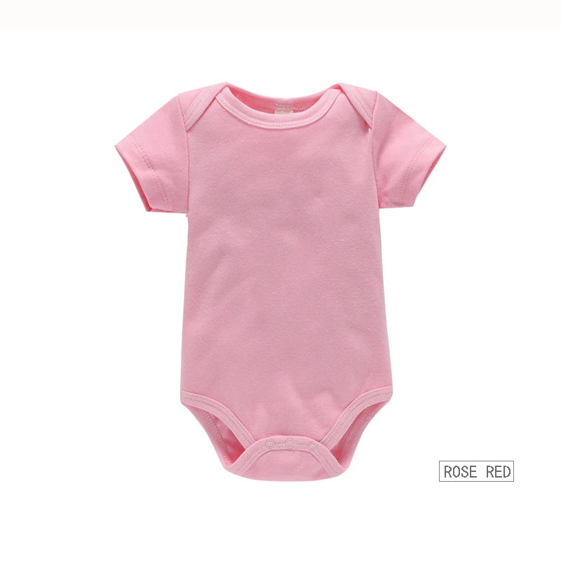 Short Sleeve Baby Bodysuits 3-Pack in 100% Cotton, Solid Color Infant One-Piece Outfits with Envelope Shoulders and Snap Bottoms for Daily Wear