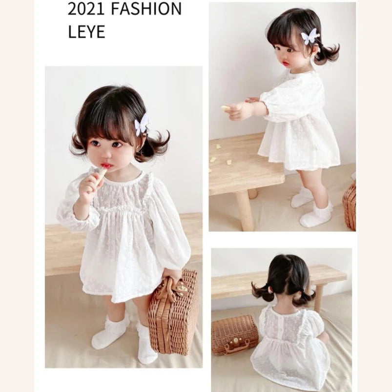 Baby Girl Bloomer Outfit Set with Vintage Lace Embroidery, Long Sleeve Cotton Top and Matching Shorts for Infants and Toddlers