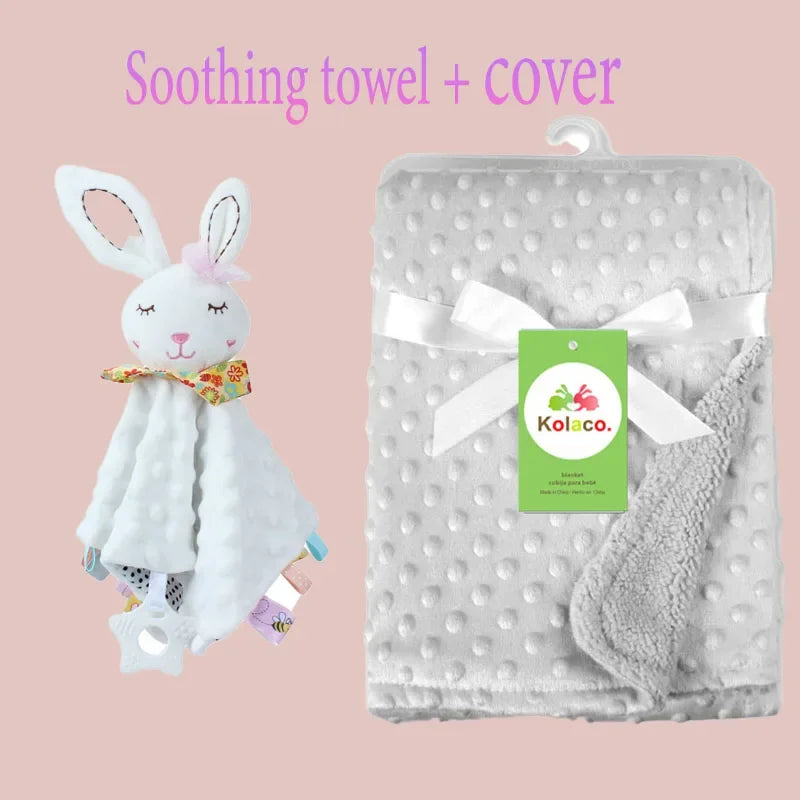 Embroidered Name Baby Blanket and Animal Comforter Options, Personalized Minky Bubble-Texture Keepsake with Single-Item and Two-Piece Gift Choices
