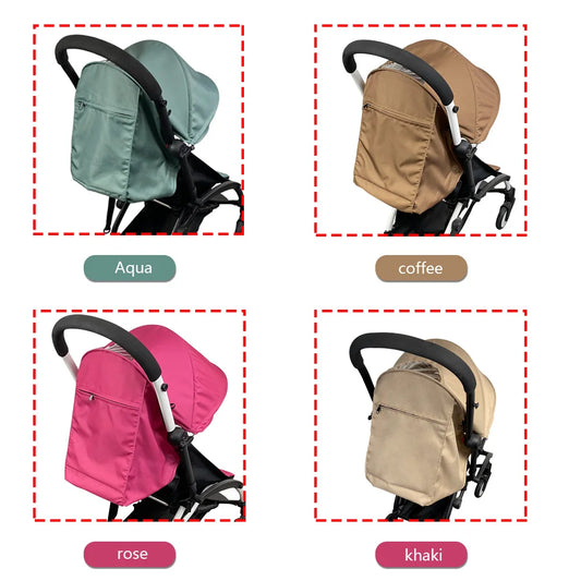 Stroller Canopy Cover and Padded Seat Set Compatible with Babyzen YOYO and YOYO2, 600D Replacement Fabric with Rear Zipper Pocket and Color Options