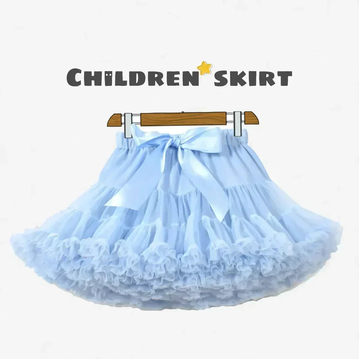 Girls Bow Waist Tutu Skirt with Fluffy Tulle Layers and Satin Lining, Adjustable Elastic Waist Pettiskirt for Birthdays, Dance and Dress Up
